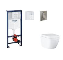 Grohe Rapid SL - Set předstěnové instalace, klozetu, sedátka SoftClose a tlačítka Arena Cosmopolitan S, Triple Vortex, kartáčova