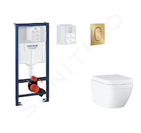 Grohe Rapid SL - Set předstěnové instalace, klozetu, sedátka SoftClose a tlačítka Arena Cosmopolitan S, Triple Vortex, kartáčova