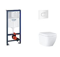 Grohe Rapid SL - Set předstěnové instalace, klozetu, sedátka SoftClose a tlačítka Arena Cosmopolitan, Triple Vortex, alpská bílá