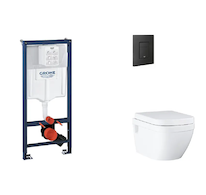 Grohe Rapid SL - Set předstěnové instalace, klozetu, sedátka SoftClose a tlačítka Even, phantom black SANI11BB5119