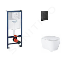 Grohe Rapid SL - Set předstěnové instalace, klozetu, sedátka SoftClose a tlačítka Even, phantom black SANI11BB5122