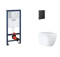 Grohe Rapid SL - Set předstěnové instalace, klozetu, sedátka SoftClose a tlačítka Even, Triple Vortex, phantom black SANI11BB511