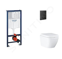Grohe Rapid SL - Set předstěnové instalace, klozetu, sedátka SoftClose a tlačítka Even, Triple Vortex, phantom black SANI11BB511