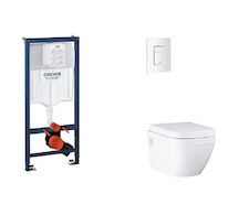 Grohe Rapid SL - Set předstěnové instalace, klozetu, sedátka SoftClose a tlačítka Skate Cosmopolitan, alpská bílá SANI11BB3125