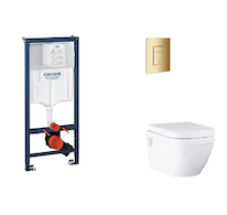 Grohe Rapid SL - Set předstěnové instalace, klozetu, sedátka SoftClose a tlačítka Skate Cosmopolitan, Cool Sunrise SANI11BB4132