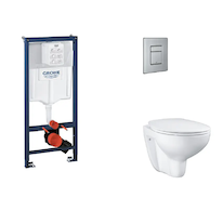 Grohe Rapid SL - Set předstěnové instalace, klozetu, sedátka SoftClose a tlačítka Skate Cosmopolitan, kartáčovaná nerezová ocel 