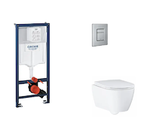 Grohe Rapid SL - Set předstěnové instalace, klozetu, sedátka SoftClose a tlačítka Skate Cosmopolitan, kartáčovaná nerezová ocel 