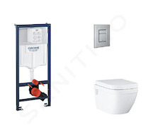 Grohe Rapid SL - Set předstěnové instalace, klozetu, sedátka SoftClose a tlačítka Skate Cosmopolitan, kartáčovaná nerezová ocel 