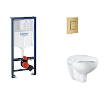 Grohe Rapid SL - Set předstěnové instalace, klozetu, sedátka SoftClose a tlačítka Skate Cosmopolitan, kartáčovaný Cool Sunrise S