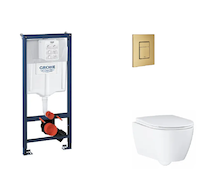 Grohe Rapid SL - Set předstěnové instalace, klozetu, sedátka SoftClose a tlačítka Skate Cosmopolitan, kartáčovaný Cool Sunrise S