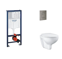 Grohe Rapid SL - Set předstěnové instalace, klozetu, sedátka SoftClose a tlačítka Skate Cosmopolitan, kartáčovaný Hard Graphite 