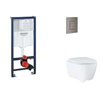 Grohe Rapid SL - Set předstěnové instalace, klozetu, sedátka SoftClose a tlačítka Skate Cosmopolitan, kartáčovaný Hard Graphite