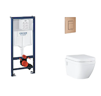 Grohe Rapid SL - Set předstěnové instalace, klozetu, sedátka SoftClose a tlačítka Skate Cosmopolitan, kartáčovaný Warm Sunset SA