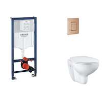 Grohe Rapid SL - Set předstěnové instalace, klozetu, sedátka SoftClose a tlačítka Skate Cosmopolitan, kartáčovaný Warm Sunset SA