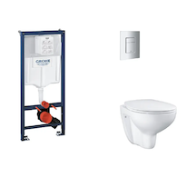 Grohe Rapid SL - Set předstěnové instalace, klozetu, sedátka SoftClose a tlačítka Skate Cosmopolitan, matný chrom SANI11BB2114