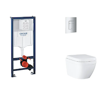 Grohe Rapid SL - Set předstěnové instalace, klozetu, sedátka SoftClose a tlačítka Skate Cosmopolitan, Triple Vortex, matný chrom