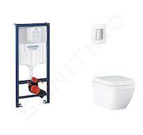 Grohe Rapid SL - Set předstěnové instalace, klozetu, sedátka SoftClose a tlačítka Skate Cosmopolitan, Triple Vortex, Moon White