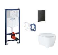 Grohe Rapid SL - Set předstěnové instalace, klozetu, sedátka SoftClose, tlačítka Even a sady pro vhazování tablet, phantom black