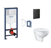 Grohe Rapid SL - Set předstěnové instalace, klozetu, sedátka SoftClose, tlačítka Even a sady pro vhazování tablet, phantom black