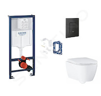 Grohe Rapid SL - Set předstěnové instalace, klozetu, sedátka SoftClose, tlačítka Even a sady pro vhazování tablet, phantom black