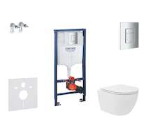 Grohe Rapid SL - Set předstěnové instalace, kompaktního klozetu Oudee Vortex a sedátka softclose, tlačítko Skate Cosmopolitan, c