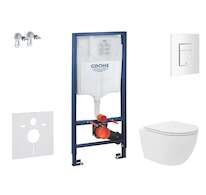Grohe Rapid SL - Set předstěnové instalace, kompaktního klozetu Oudee Vortex a sedátka softclose, tlačítko Skate Cosmopolitan, a