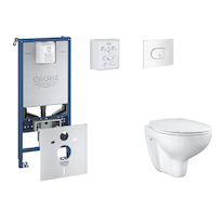 Grohe Rapid SLX - Set předstěnové instalace, klozetu, sedátka SoftClose a tlačítka Arena Cosmopolitan, alpská bílá SANI11BB3104
