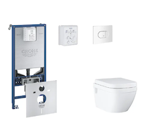 Grohe Rapid SLX - Set předstěnové instalace, klozetu, sedátka SoftClose a tlačítka Arena Cosmopolitan, alpská bílá SANI11BB3112