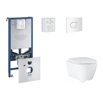 Grohe Rapid SLX - Set předstěnové instalace, klozetu, sedátka SoftClose a tlačítka Arena Cosmopolitan, alpská bílá SANI11BB3116