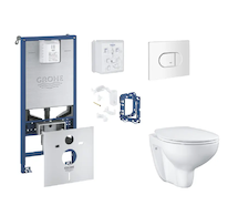 Grohe Rapid SLX - Set předstěnové instalace, klozetu, sedátka SoftClose a tlačítka Arena Cosmopolitan, alpská bílá SANI11BB3135