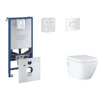 Grohe Rapid SLX - Set předstěnové instalace, klozetu, sedátka SoftClose a tlačítka Arena Cosmopolitan, alpská bílá SANI11BB3112
