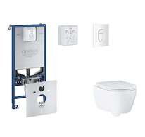 Grohe Rapid SLX - Set předstěnové instalace, klozetu, sedátka SoftClose a tlačítka Arena Cosmopolitan, alpská bílá SANI11BB3114