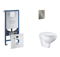 Grohe Rapid SLX - Set předstěnové instalace, klozetu, sedátka SoftClose a tlačítka Arena Cosmopolitan S, kartáčovaný Hard Graphi