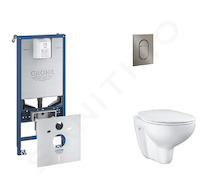 Grohe Rapid SLX - Set předstěnové instalace, klozetu, sedátka SoftClose a tlačítka Arena Cosmopolitan S, kartáčovaný Hard Graphi