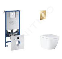 Grohe Rapid SLX - Set předstěnové instalace, klozetu, sedátka SoftClose a tlačítka Arena Cosmopolitan S, Triple Vortex, Cool Sun