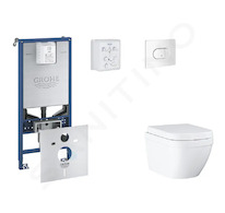 Grohe Rapid SLX - Set předstěnové instalace, klozetu, sedátka SoftClose a tlačítka Arena Cosmopolitan, Triple Vortex, alpská bíl