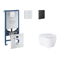 Grohe Rapid SLX - Set předstěnové instalace, klozetu, sedátka SoftClose a tlačítka Even, phantom black SANI11BB5110