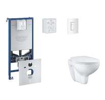 Grohe Rapid SLX - Set předstěnové instalace, klozetu, sedátka SoftClose a tlačítka Skate Cosmopolitan, alpská bílá SANI11BB3101