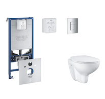 Grohe Rapid SLX - Set předstěnové instalace, klozetu, sedátka SoftClose a tlačítka Skate Cosmopolitan, chrom SANI11BB2101