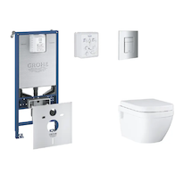 Grohe Rapid SLX - Set předstěnové instalace, klozetu, sedátka SoftClose a tlačítka Skate Cosmopolitan, chrom SANI11BB2107