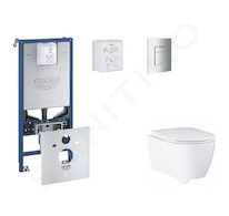 Grohe Rapid SLX - Set předstěnové instalace, klozetu, sedátka SoftClose a tlačítka Skate Cosmopolitan, chrom SANI11BB2110