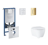 Grohe Rapid SLX - Set předstěnové instalace, klozetu, sedátka SoftClose a tlačítka Skate Cosmopolitan, Cool Sunrise SANI11BB4117