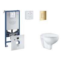 Grohe Rapid SLX - Set předstěnové instalace, klozetu, sedátka SoftClose a tlačítka Skate Cosmopolitan, Cool Sunrise SANI11BB4102