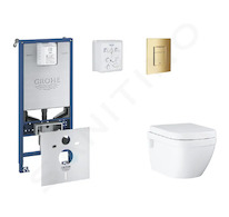 Grohe Rapid SLX - Set předstěnové instalace, klozetu, sedátka SoftClose a tlačítka Skate Cosmopolitan, Cool Sunrise SANI11BB4112