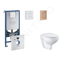 Grohe Rapid SLX - Set předstěnové instalace, klozetu, sedátka SoftClose a tlačítka Skate Cosmopolitan, kartáčovaný Warm Sunset S