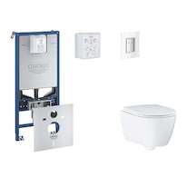 Grohe Rapid SLX - Set předstěnové instalace, klozetu, sedátka SoftClose a tlačítka Skate Cosmopolitan, Moon White SANI11BB3115
