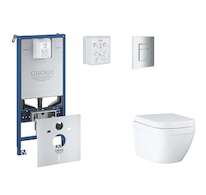 Grohe Rapid SLX - Set předstěnové instalace, klozetu, sedátka SoftClose a tlačítka Skate Cosmopolitan, Triple Vortex, chrom SANI