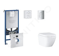 Grohe Rapid SLX - Set předstěnové instalace, klozetu, sedátka SoftClose a tlačítka Skate Cosmopolitan, Triple Vortex, chrom SANI