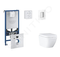 Grohe Rapid SLX - Set předstěnové instalace, klozetu, sedátka SoftClose a tlačítka Skate Cosmopolitan, Triple Vortex, Moon White