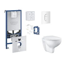 Grohe Rapid SLX - Set předstěnové instalace, klozetu, sedátka SoftClose, tlačítka Arena Cosmopolitan a sady pro vhazování tablet